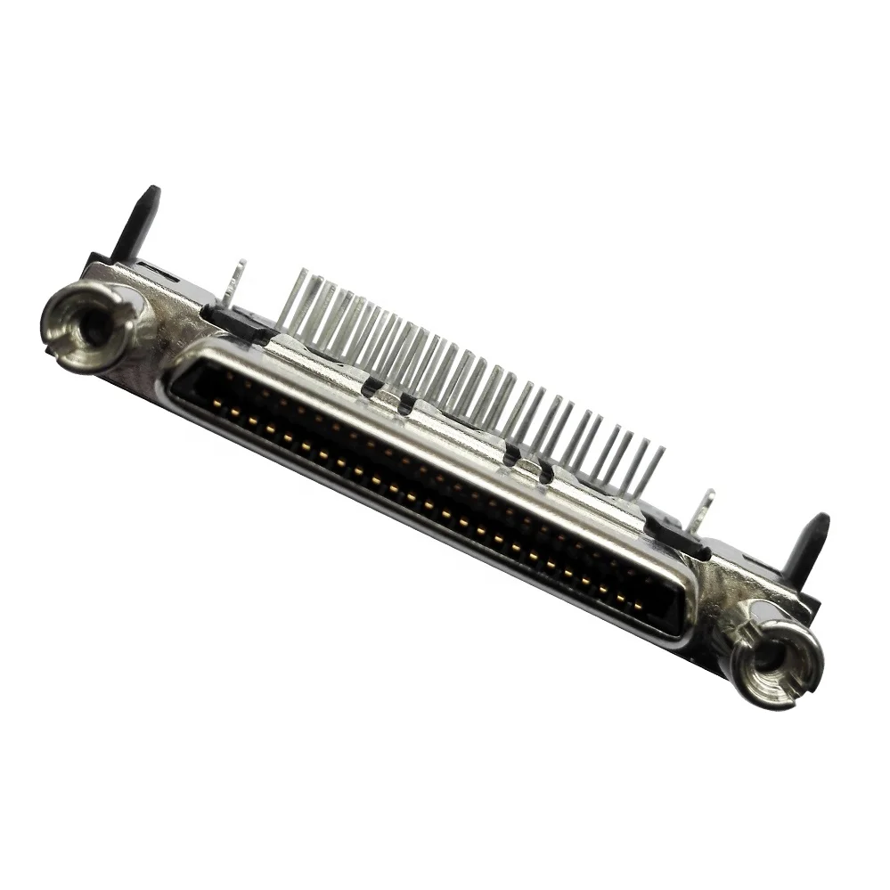 VHDCI 50 Pin Female SCSI PCB Plug Ribbon Type Plug Connector Receptacles Headers Right-Angle Mount Type Connector