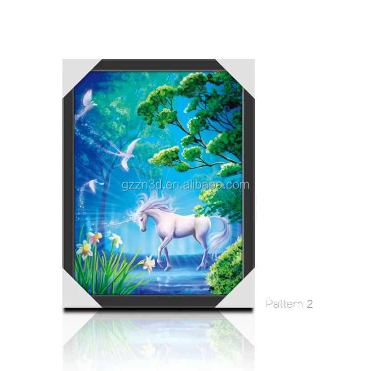 PET Lenticular 3d flip picture of unicorn Customize 3d lenticular pictures