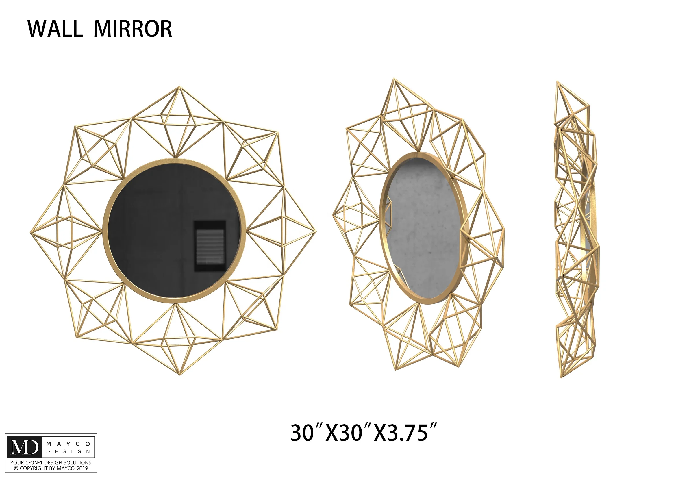 Mayco Home  Hot Sale Wall Decor Eco-friendly Abstract Antique Metal Framed Octagon Mirrors