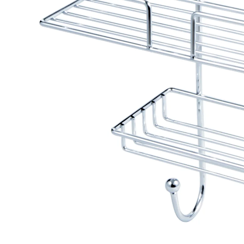 Triple Tier Bath Towel Shelf Iron Wire Wall Mount Corner Tower Rack Bathroom Accessories With Hooks Hanging Rack Shelving