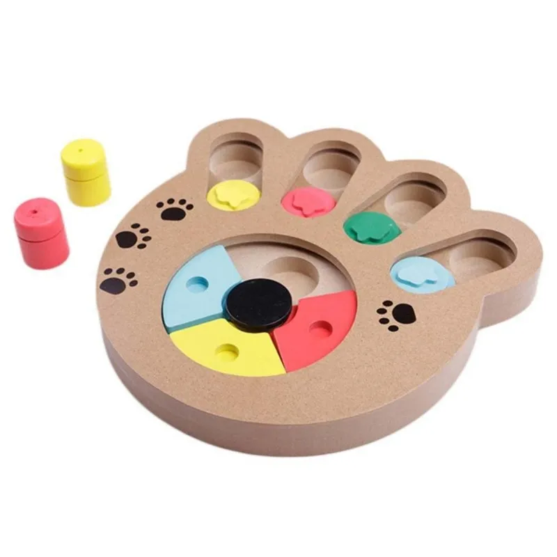 Quiki Dog Toy Interactive Wooden Pet Dog Toys Food Feeder Claw Bone Design Dog Puzzle Toys IQ Training Plate
