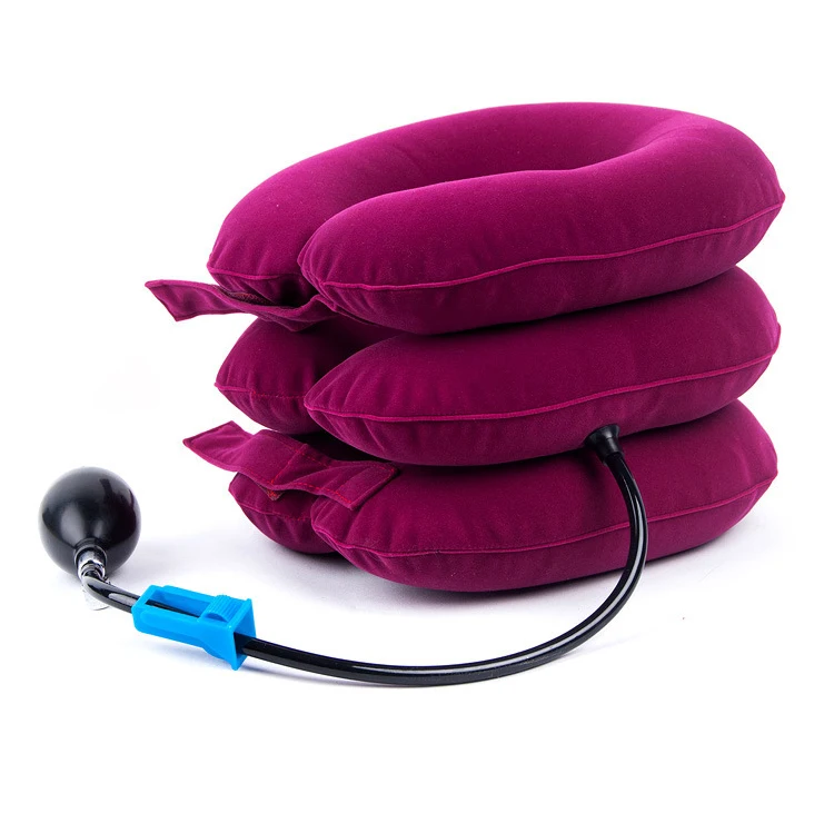Adjustable flannel air neck brace traction inflatable cervical collar brace pillow