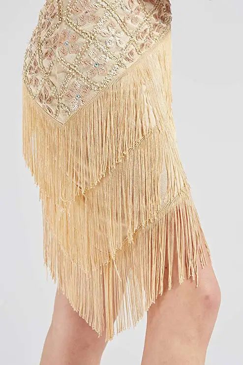 Hot Selling 1920s Vintage Flapper Sequined Dress Gatsby Fringed Dress Roaring 20s Party Dress V-Neck