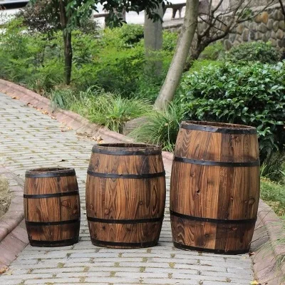 Карбонизированная декоративная деревянная пивная бочка, деревянная витрина, цветочное ведро