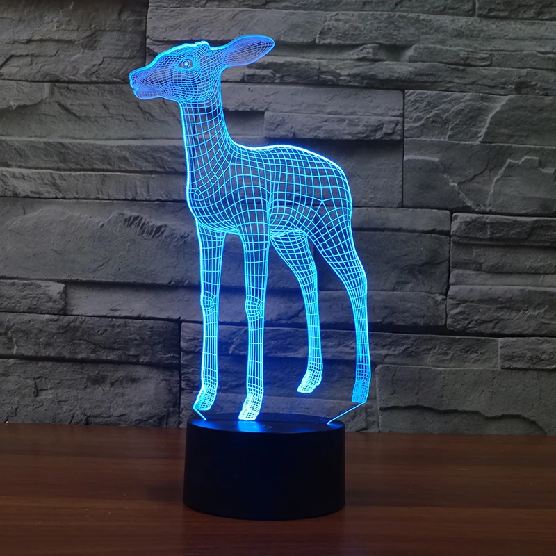 7 Color Changing 3D Lamp Christmas Elk Deer LED Lamp For Kids Magic Ball Mushroom Night Light Toy Night Light FS-3175