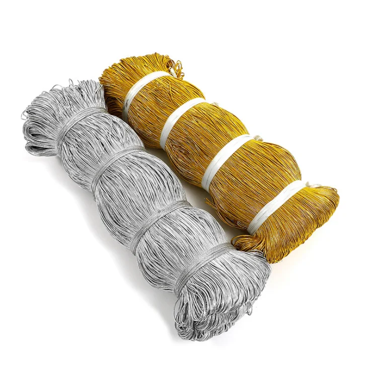 Packaging custom rope 0.6 mm metallic gold  silver elastic cord string