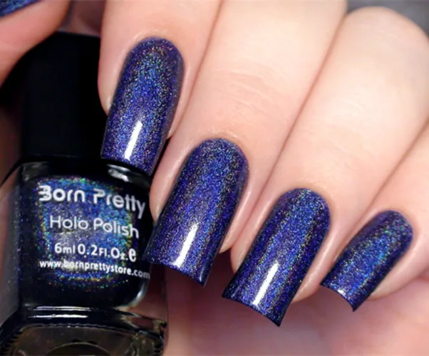 Newly 1 Box 6ml Dark Sky Blue Born Pretty Holographic Shimmer Glitter Nail Polish Varnish Holo