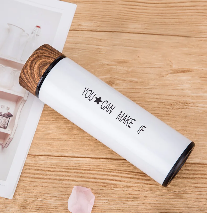 12oz Bamboo Tea Tumbler Original Bamboo Tumbler with Tea Infuser Vacuum Insulated Stainless Steel Thermos with Filter