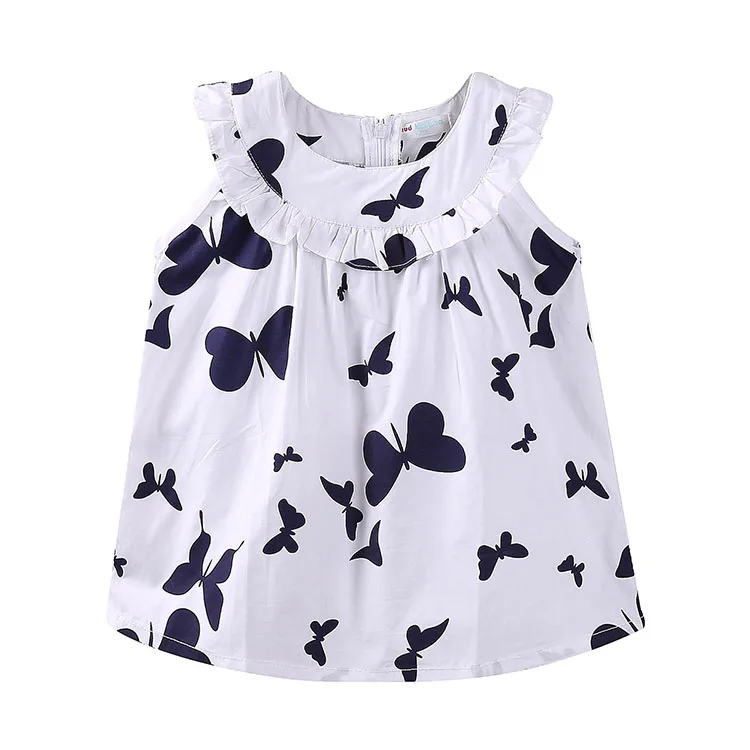 
 Оптовая продажа от производителя, платье для девочек с принтом бабочки, платье без рукавов для девочек, платье для девочек из 100% хлопка  