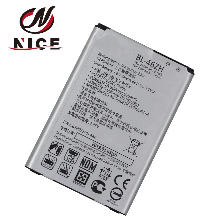 
 С нулевым циклом 2125 мА/ч, BL-46ZH внутренний аккумулятор для LG K7 K8 Tribute 5 AS330 K332 K350N K371 K373 K8V K89 LS675 LS675 M1 M1V MS330  