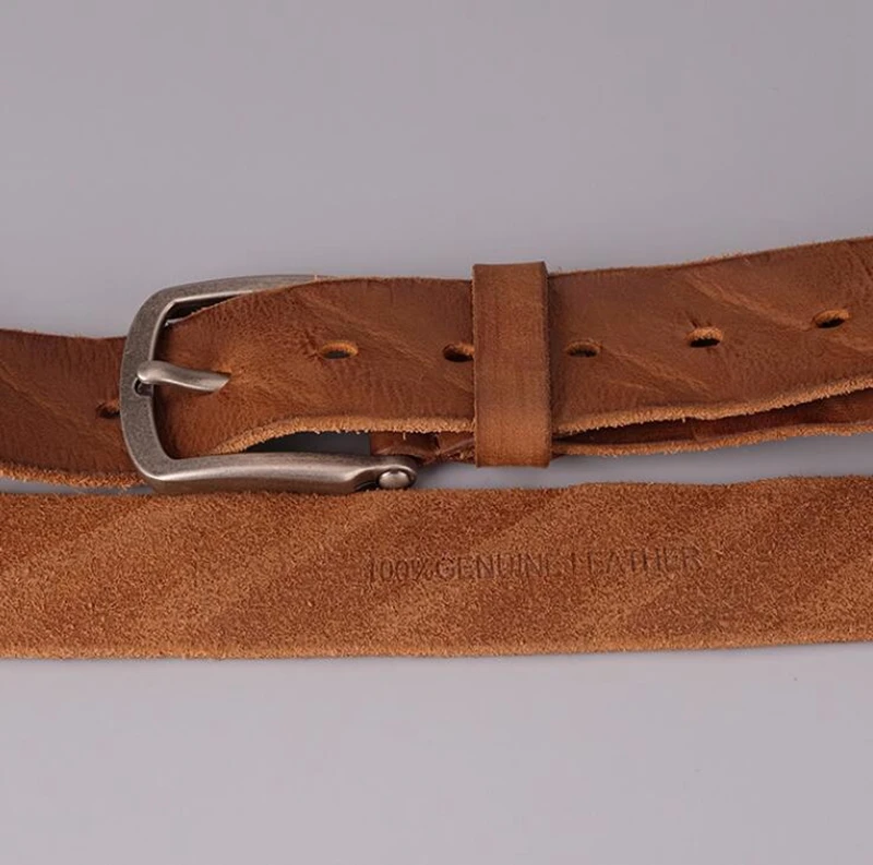 Dreamtop DTC554 pure cow leather mens belt vintage style fashion pin buckle italian leather belt