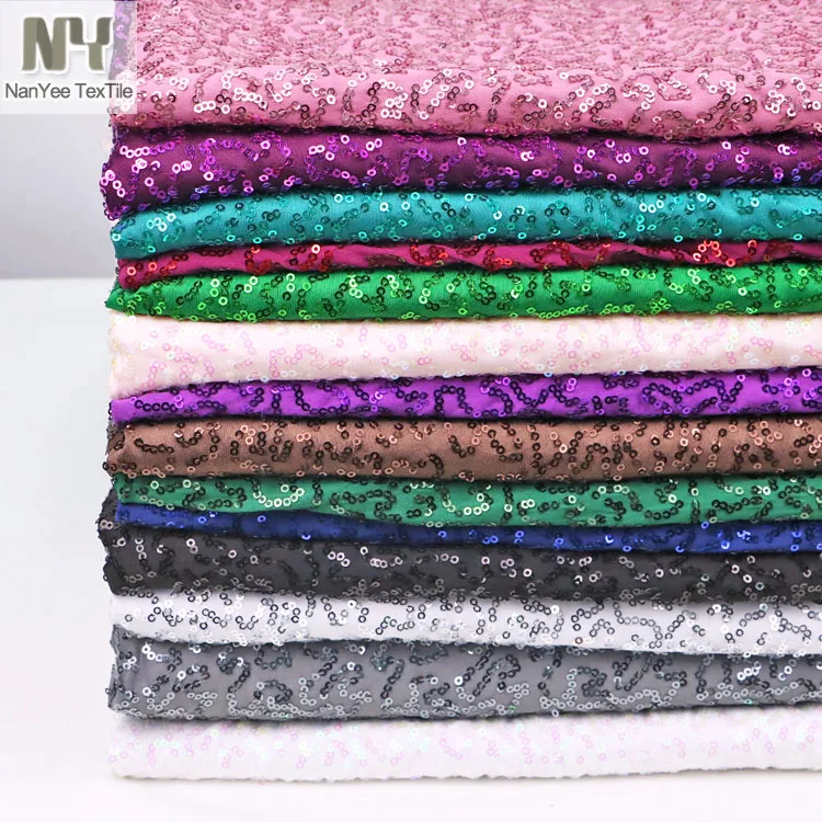 Nanyee Textile Polyester Good Stretch Glamour Black Sequin Knit Fabric