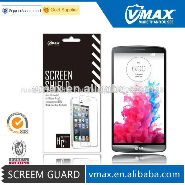 High Quality&Vmax Brand Mobile Phone LCD Protective Film for LG G3 Color/ODM Service(High Clear)