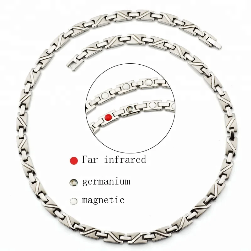 Wollet Health Germanium Magnetic Infrared Couple Titanium Necklace For Men Women