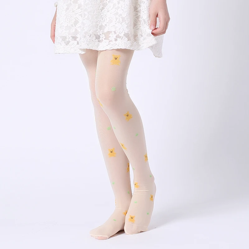 Fine Quality New Summer Hot Pink Kids Polka Cartoon Nylon Soft Children Pantyhose Stocking Child Tights