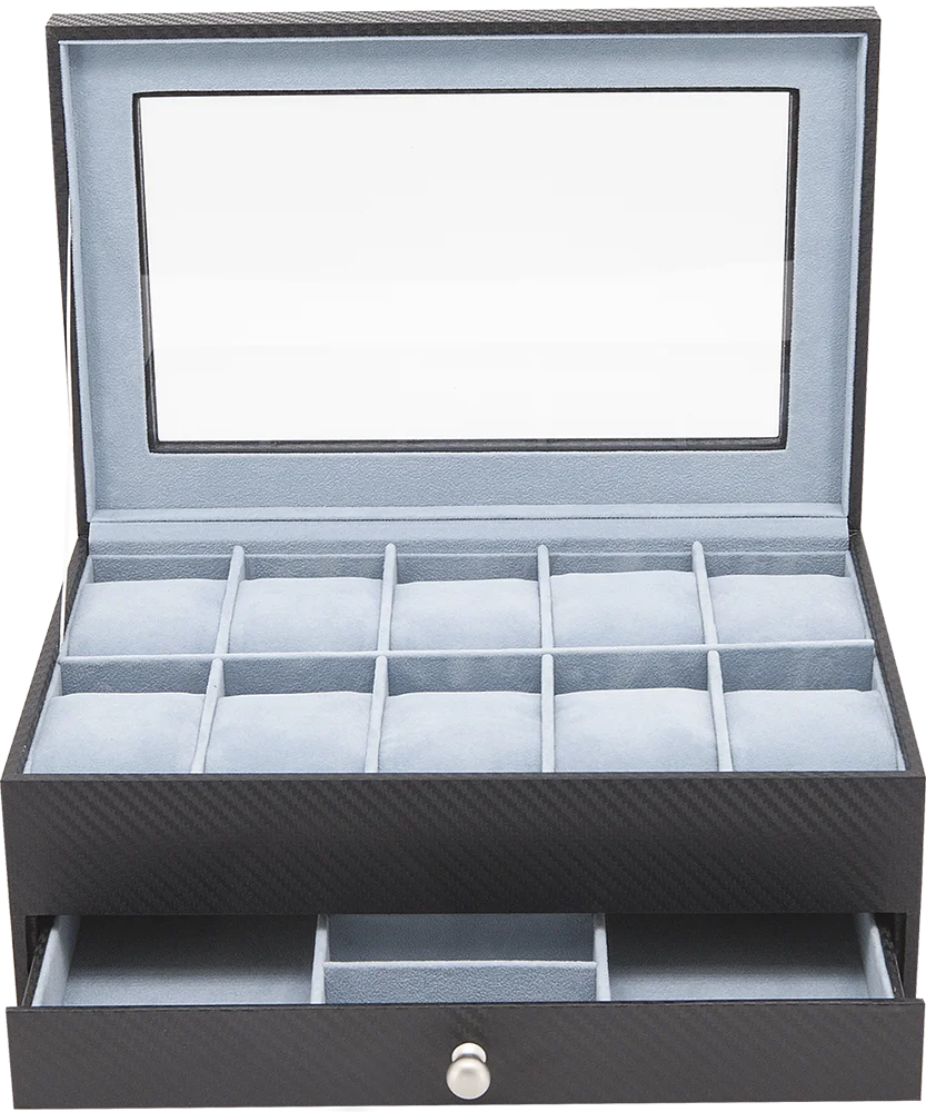 Customized Fashion Carbon Fiber Leather Watch Box Jewelry Eyewear Watch Storage  Box