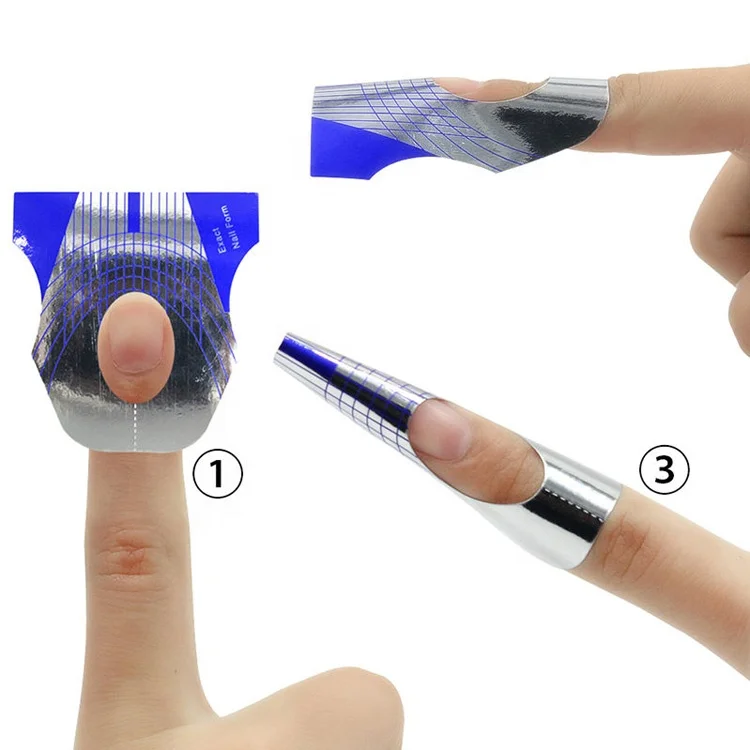 Индивидуальный дизайн, 500 шт./рулон, синие и серебряные подковы, точные многоразовые акриловые наклейки, моделирующий Гель-лак, форма для наращивания ногтей