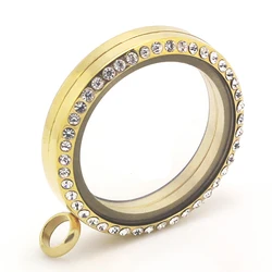 30mm Stainless steel Floating locket glass  pendant charms gold locket designs (P6-L0004)