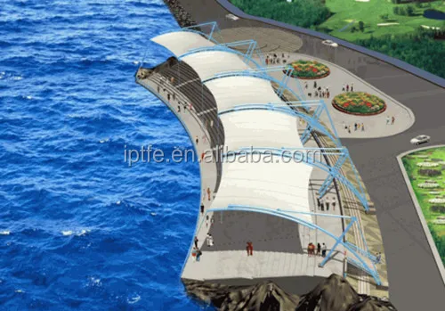 
1250g/sqm PTFE Fabric Membrane Steel Structure Tent High tension ceiling membrane 