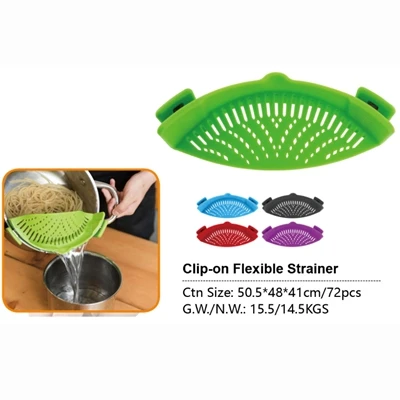Collapsible  silicone Pot Strainer clip-on Flexible strainer