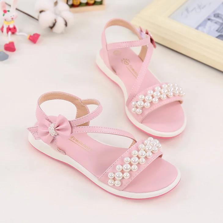 
YY10243S Children pearls design sandal wholesale kids summer princess sandals for girls 