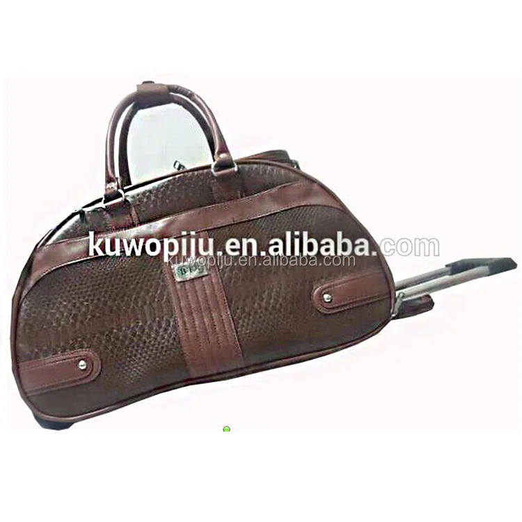 brown leather Hand Luggage Holdall wheeled Trolley Weekend Bag