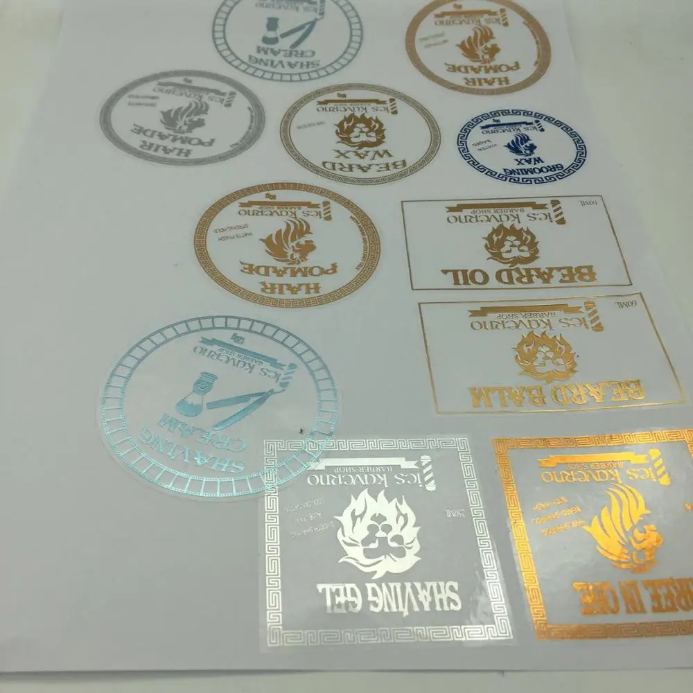 
Custom transparent PVC Sticker Label foil Stickers with gold copper silver foil stamping 