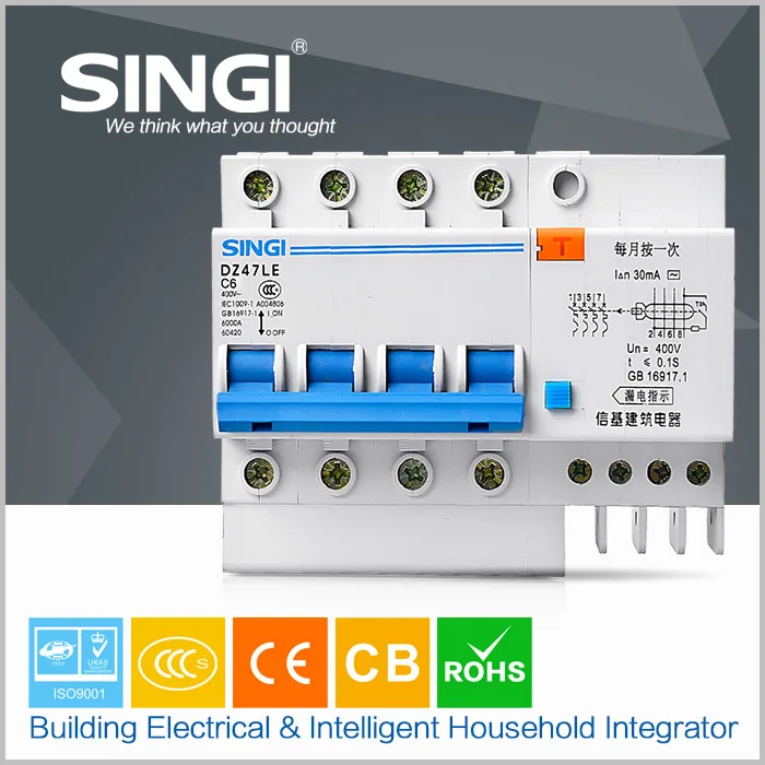 DZ47LE-автоматические выключатели для генераторов 4 P 63A 400 В Утечки выключатель