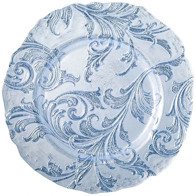 
wholesales 13inch Elegant Home Decoration Glass Charger Plates 