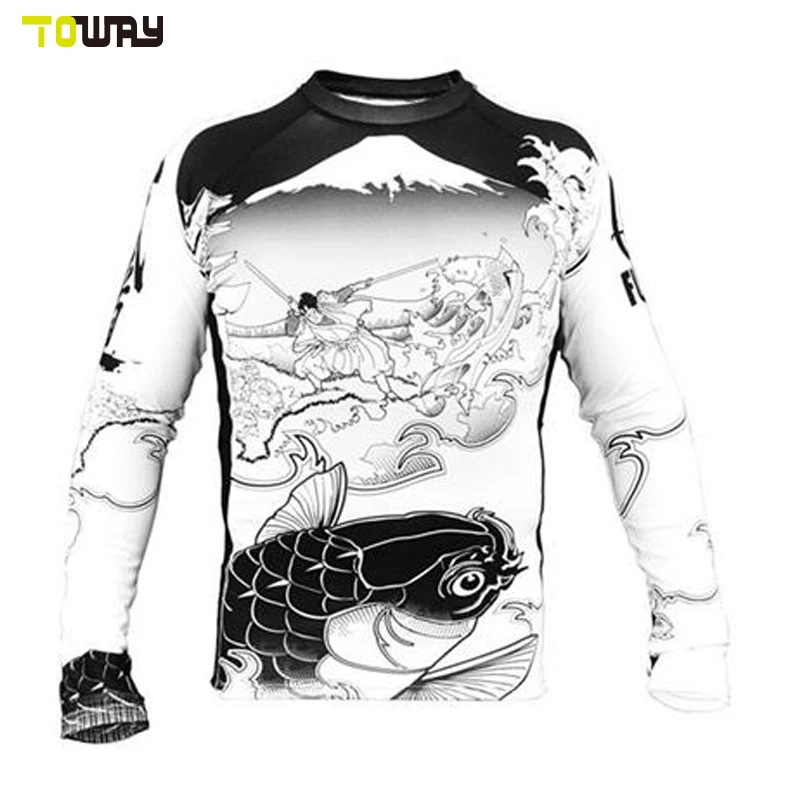 custom long sleeve men surfing rash guard manufacturer