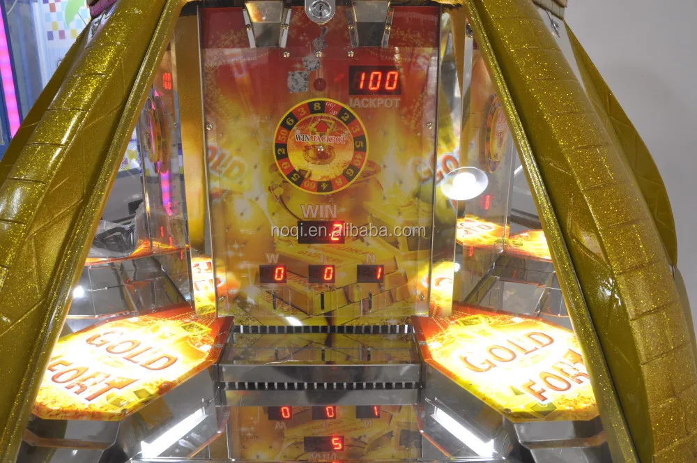 Classic 6 players coin pushing game machine for game center Golden Fort funny game carnival coin pusher with token prize