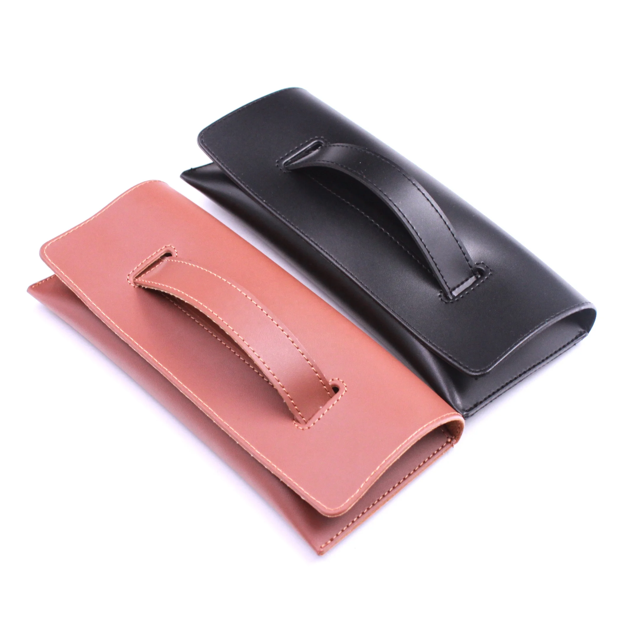 Low MOQ Soft PU leather sunglasses case wholesale black glasses pouch custom logo sunglasses packaging classic frames case