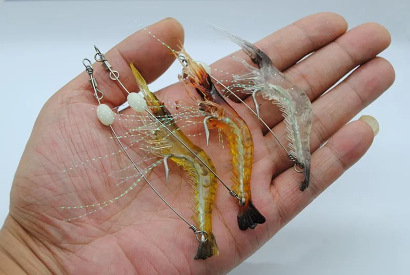 Hot selling!! 6g/9cm Luminous Shrimp Lure Soft Fishing Bait Isca Artificial Fish Lure Soft Baits
