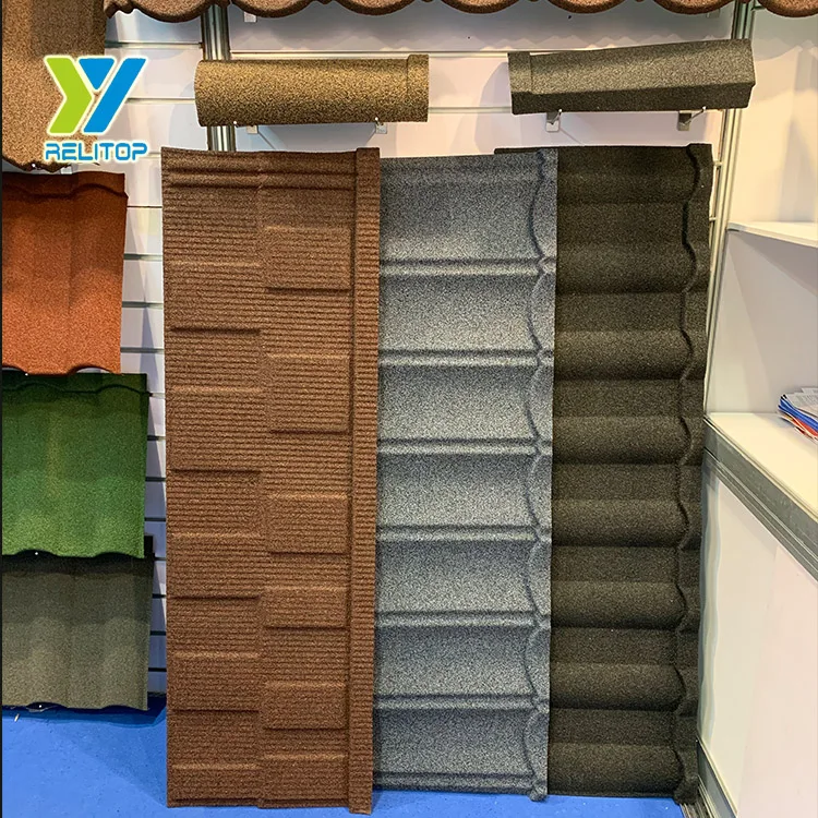 Guangzhou galvalume stone coated metal roofing tile shingle in Canton Fair