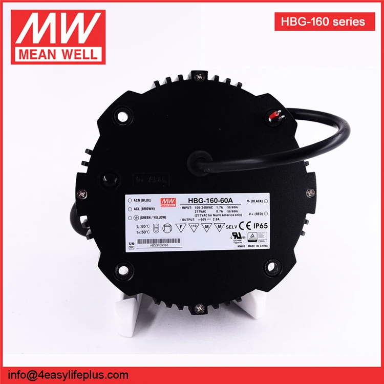 160W 36V Meanwell IP65 водонепроницаемый светодиодный драйвер HBG-160-36A круглой формы