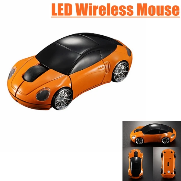 Brand New High Quality Orange Computer Laptop 1600DPI Mouse Optical Mice 3D 2.4G USB Wireless Car Shaped