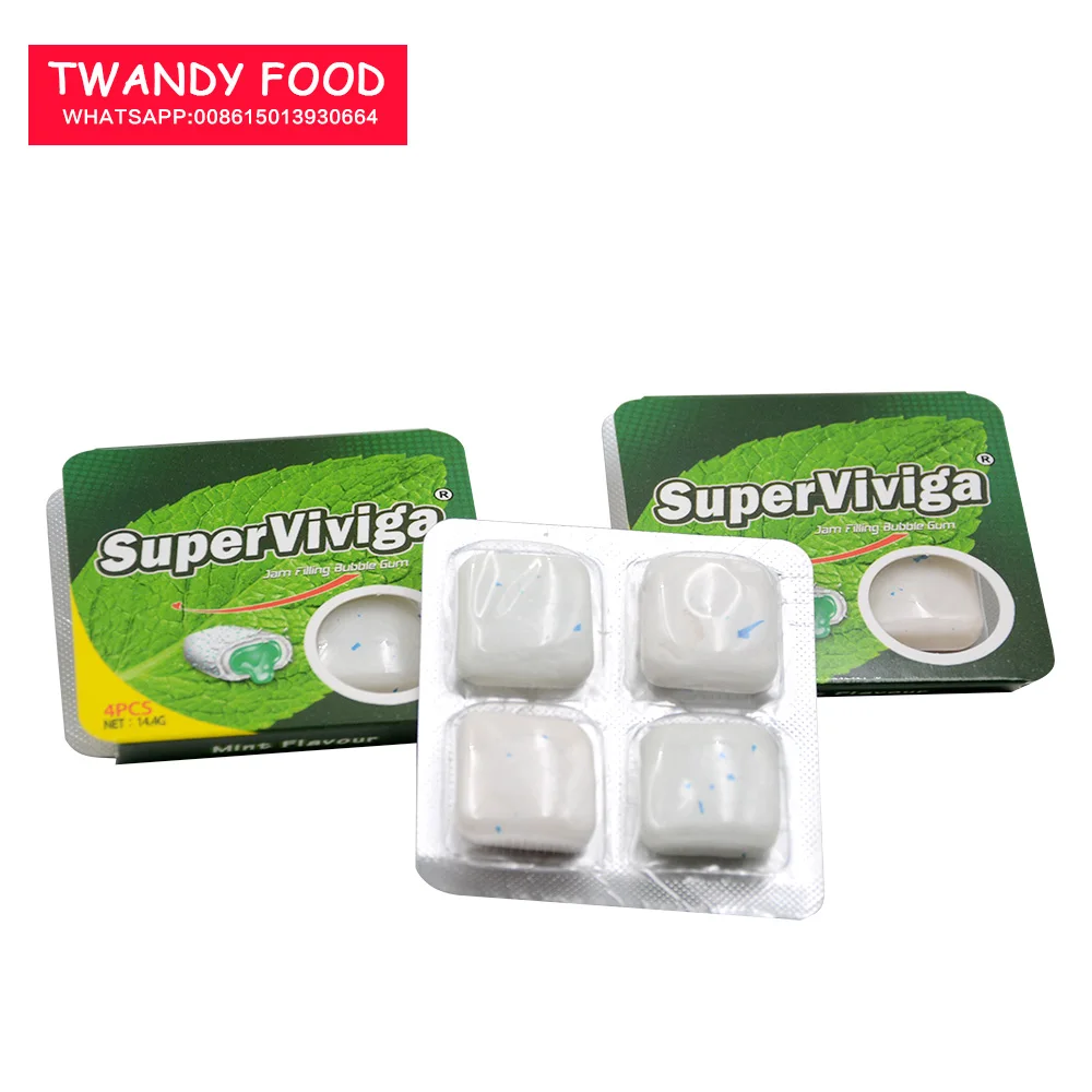 
Super Viviga 4pcs Mint Flavor Bubble Gum With Jam Filling 
