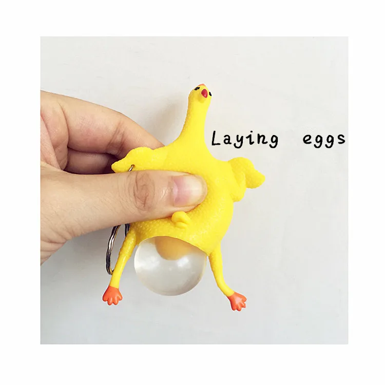Hot sale  creative yellow chicken prank decompression funny toy rubber keychain