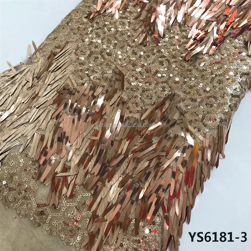  YS6181-3 Высококачественная зимняя теплая дизайнерская Золотая кружевная сетчатая ткань с