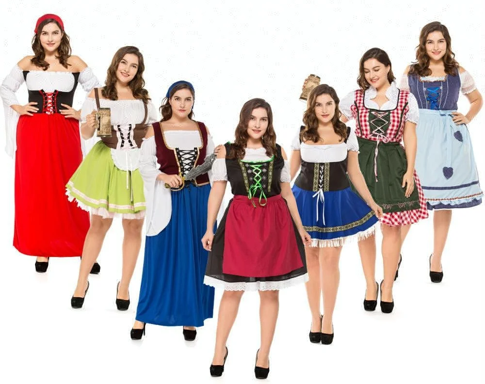 coldker Plus Size Miss Oktoberbreast Costume Fat Women Oktoberfest Bavarian Fancy Dress Outfit