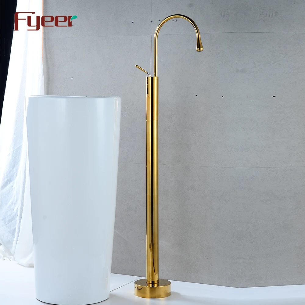 Fyeer Luxury Golden Free Standing Basin Faucet
