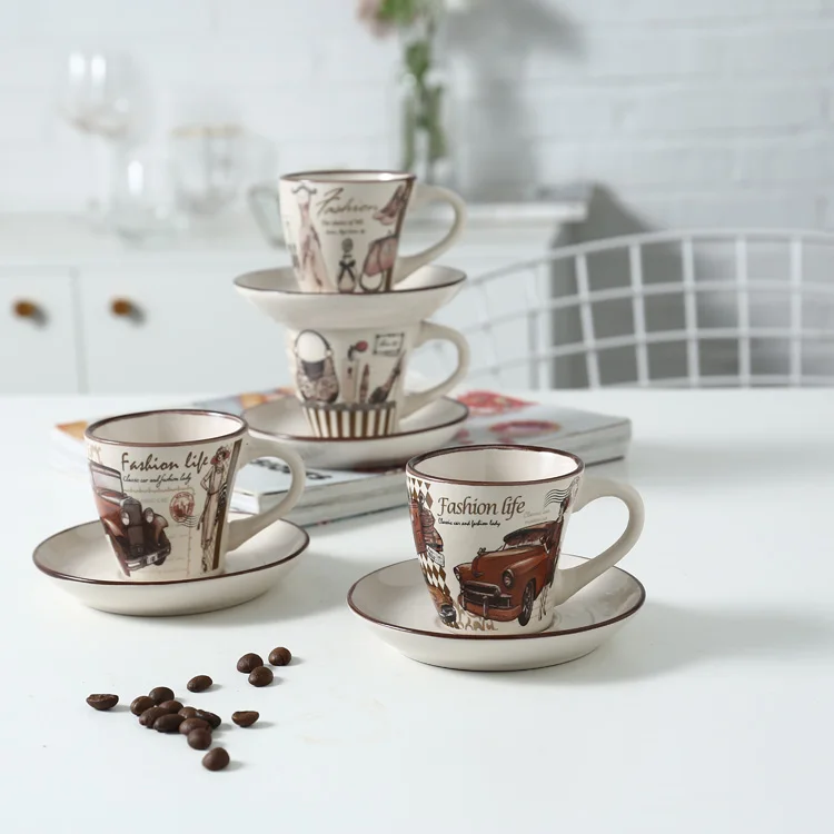 Manufacturer Wholesale Turkish Style Creative Custom Size Ceramic Tea Cup With Saucer