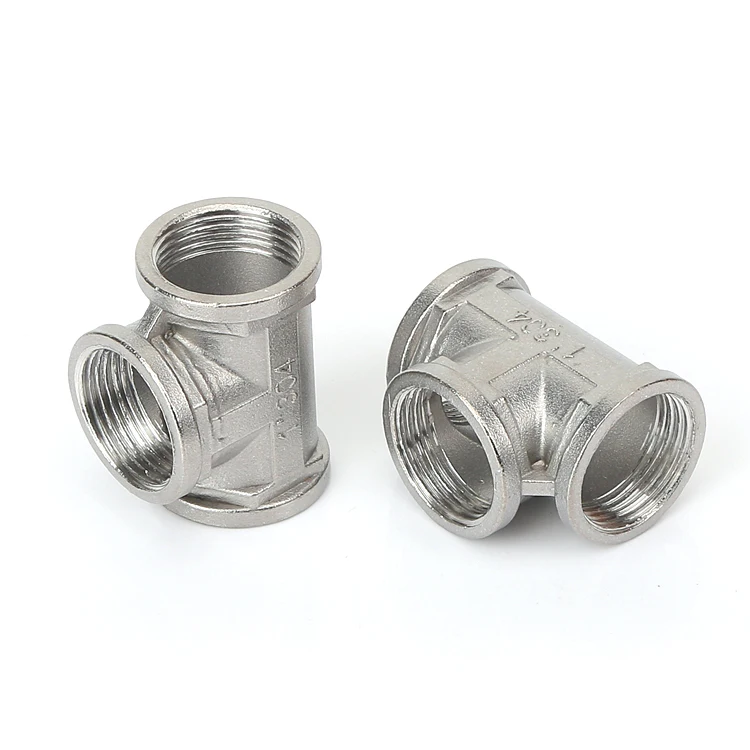 stainless steel 201 304 pipe tee fitting SUS female threads tee water plumbing pipe equal tee fitting