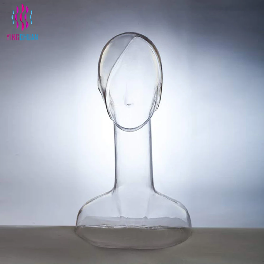 High quality clear transparent male mannequin head