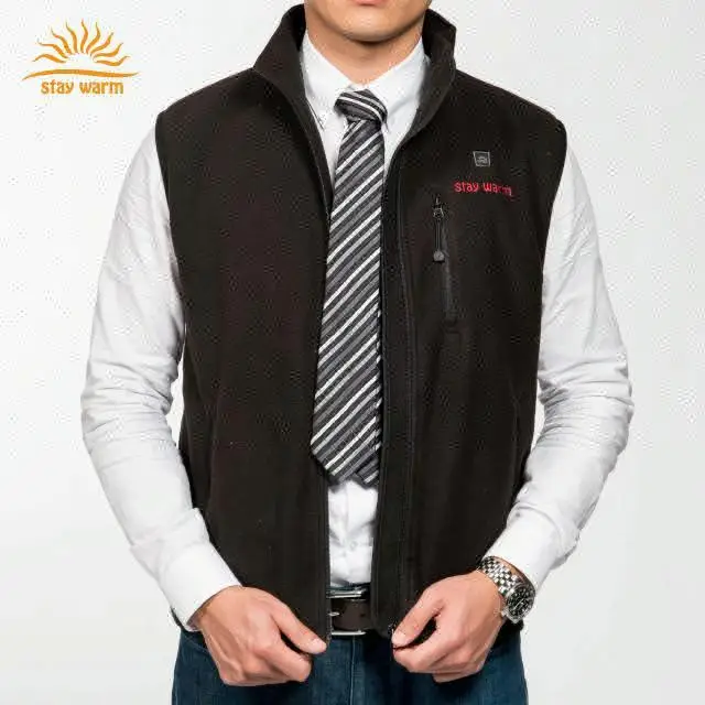 OEM Comfortable Warmth Men Polyester Battery Heated Fleece Vest With Adjust 3 Heating Settings