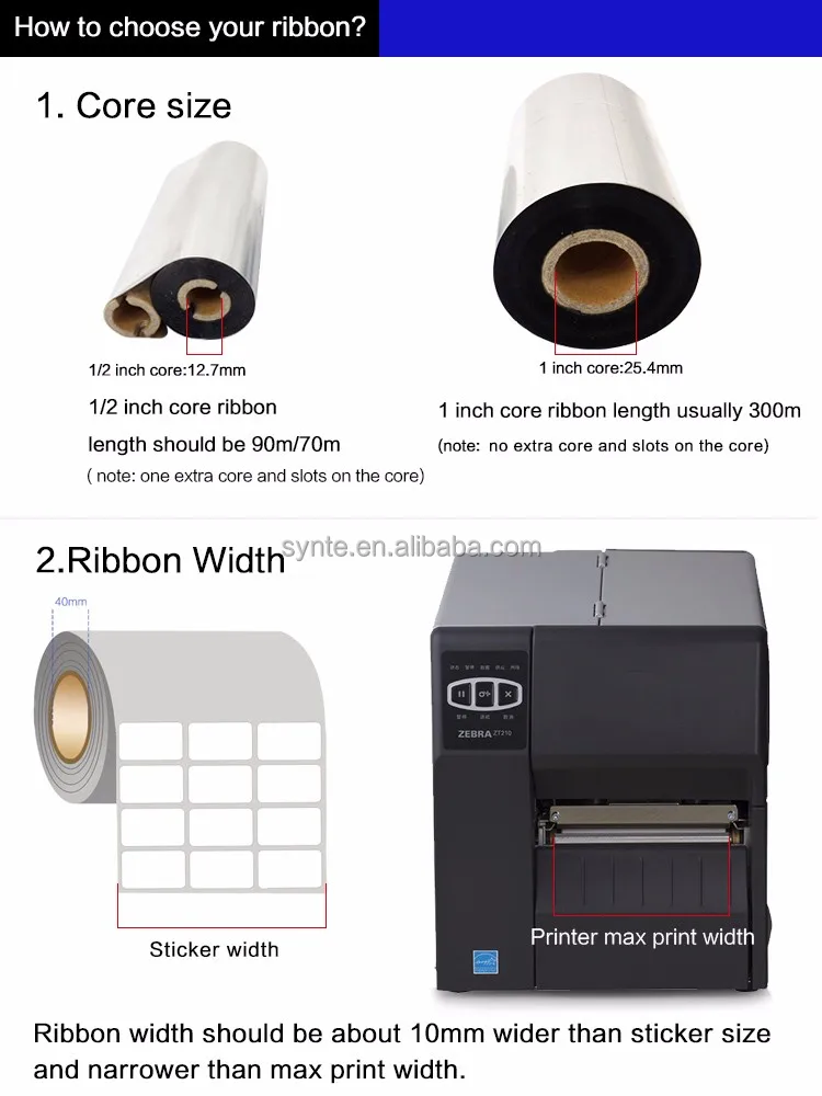 Jetland Wax Ribbons for Zebra Thermal Transfer Printers, 4.33 x 1476 Feet, 110 Millimeter x 450 Meter, Produces Text an