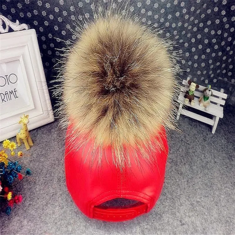 Горячий мод енота меховым пом бейсбольная кепка для женщин осенние спортивные бейсболки и кепки