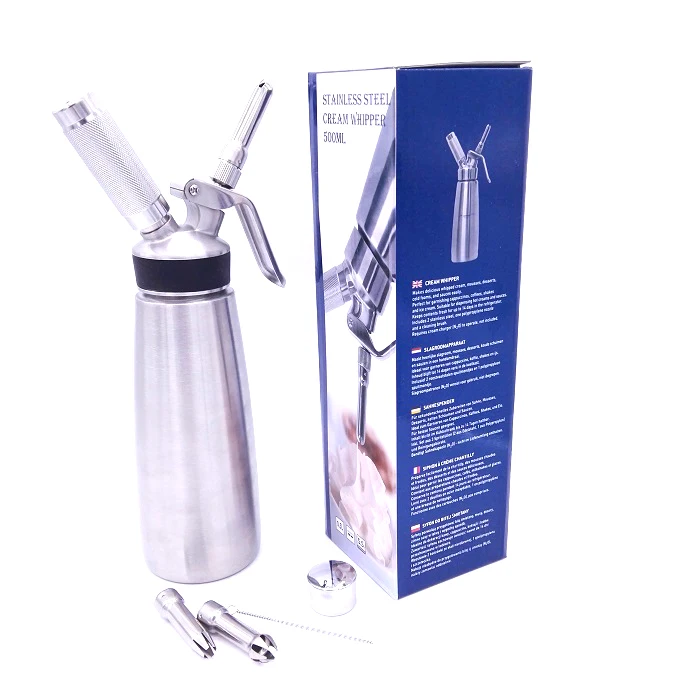 500ml heating SS Whipped Cream Dispenser with nozzles Stainless Steel Whip Cream Charger Dispenser