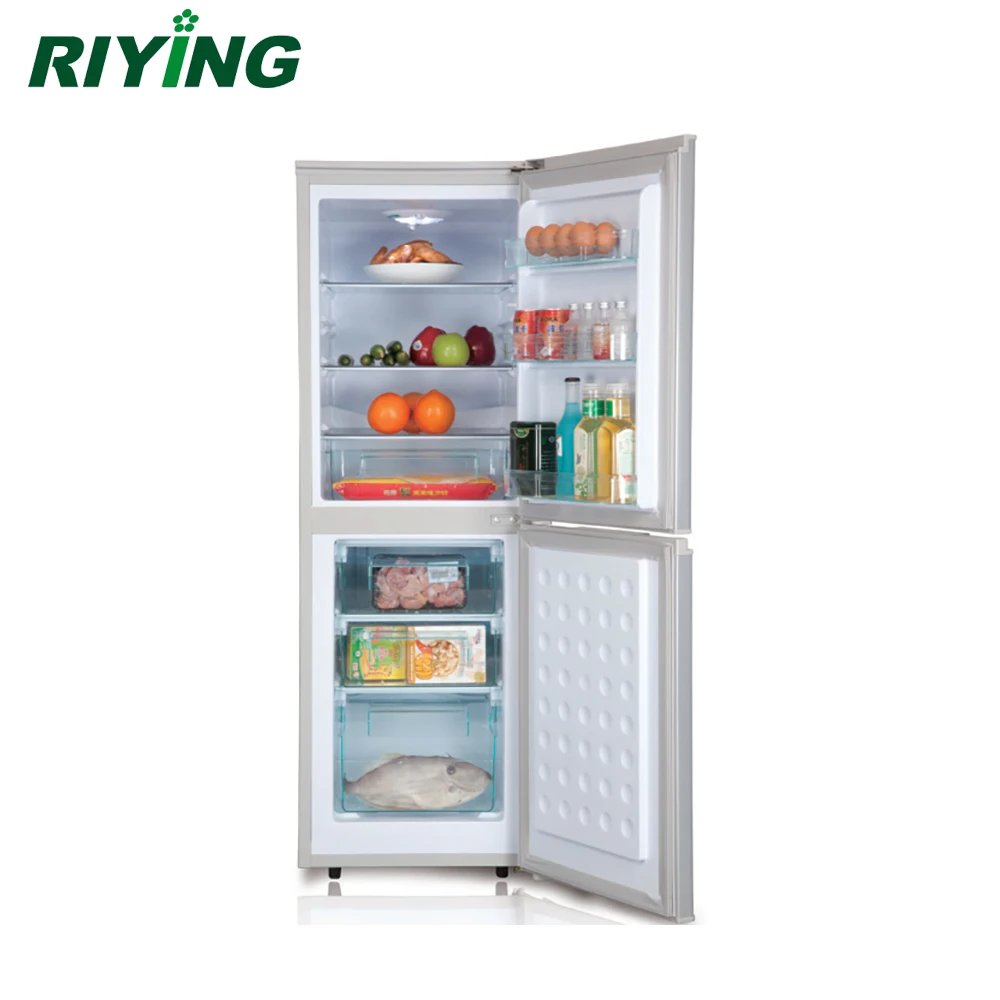 156 Liter Double Door and Bottom Freezer Stainless Steel Household Compressor Refrigerator BCD-156