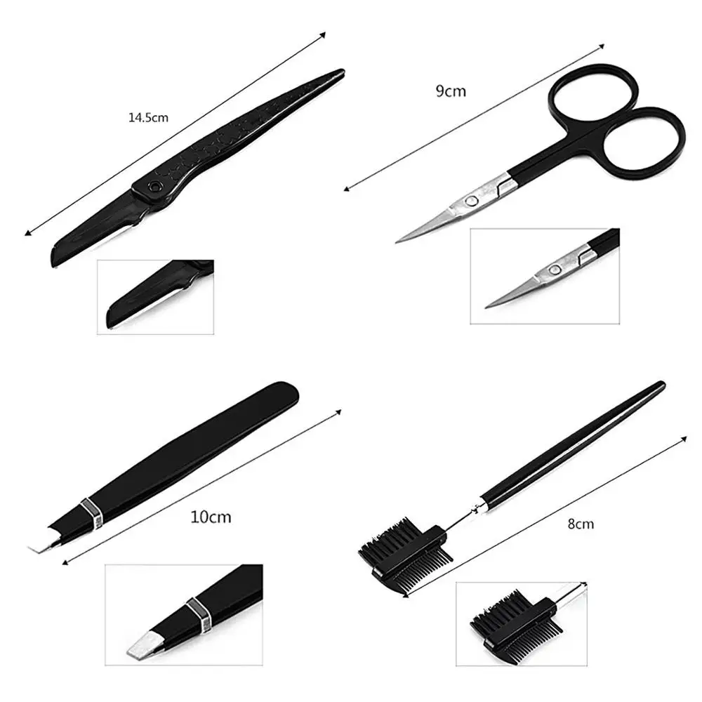
5 Pcs Professional Travel Eyebrow Trimming Razor Brush Scissors Tweezers Eyelash Shaving Makeup Set 